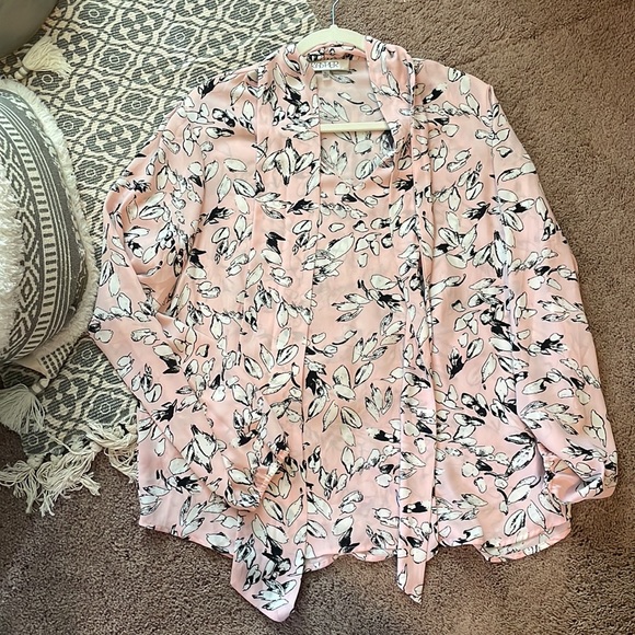 Kasper tutu pale pink floral tie neck blouse Size XL - Picture 4 of 9